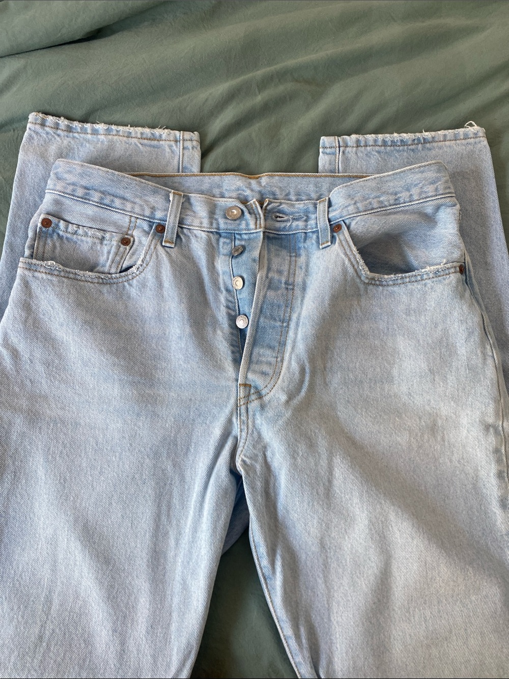 Relaxed Light Blue Women’s Levi Button-Fly Jeans